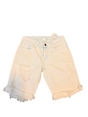 LITZ Women’s Distressed White Denim Bermuda Shorts size small new 100% cotton